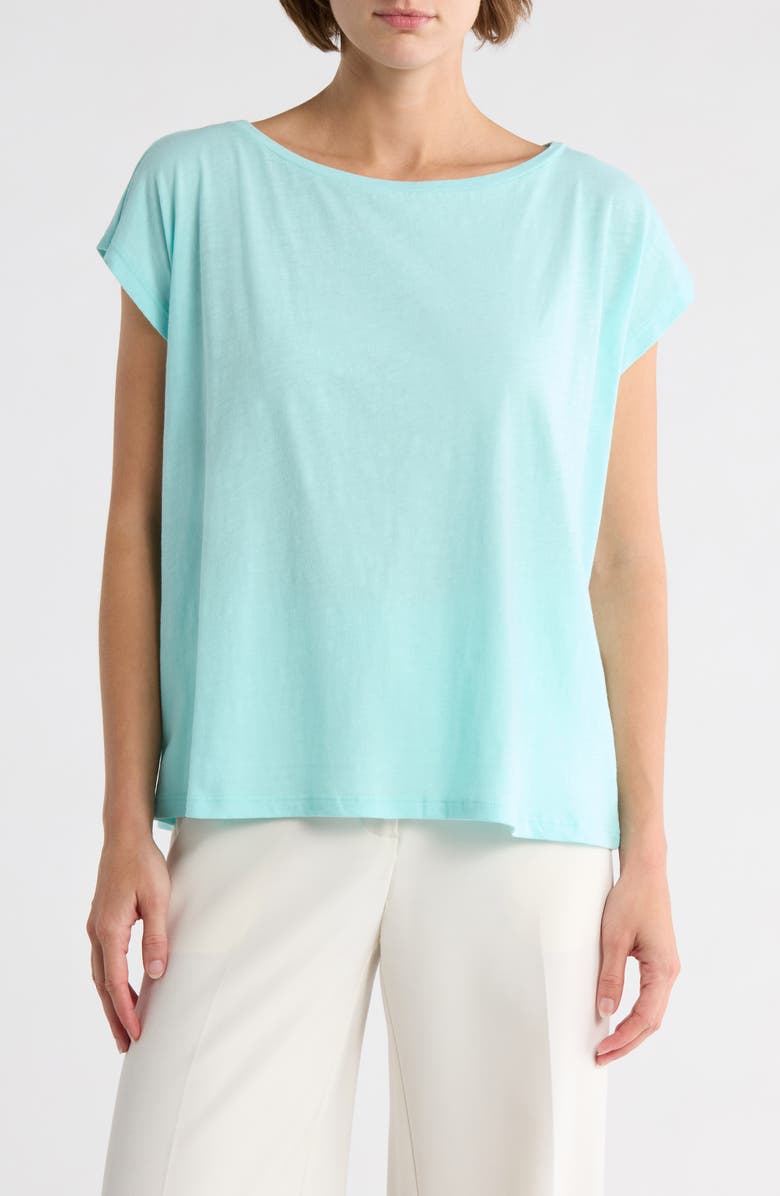 Eileen Fisher Bateau Neck Cotton Boxy Top, Main, color, Prism
