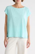 Eileen Fisher Bateau Neck Cotton Boxy Top