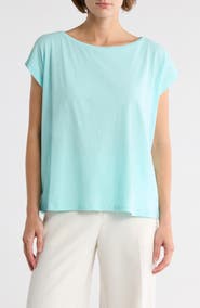 Eileen Fisher Bateau Neck Cotton Boxy Top
