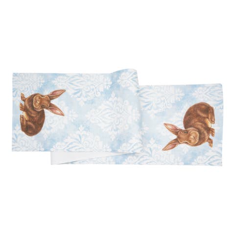 Damask Easter Bunny Rabbit Table Runner 14" x 72"