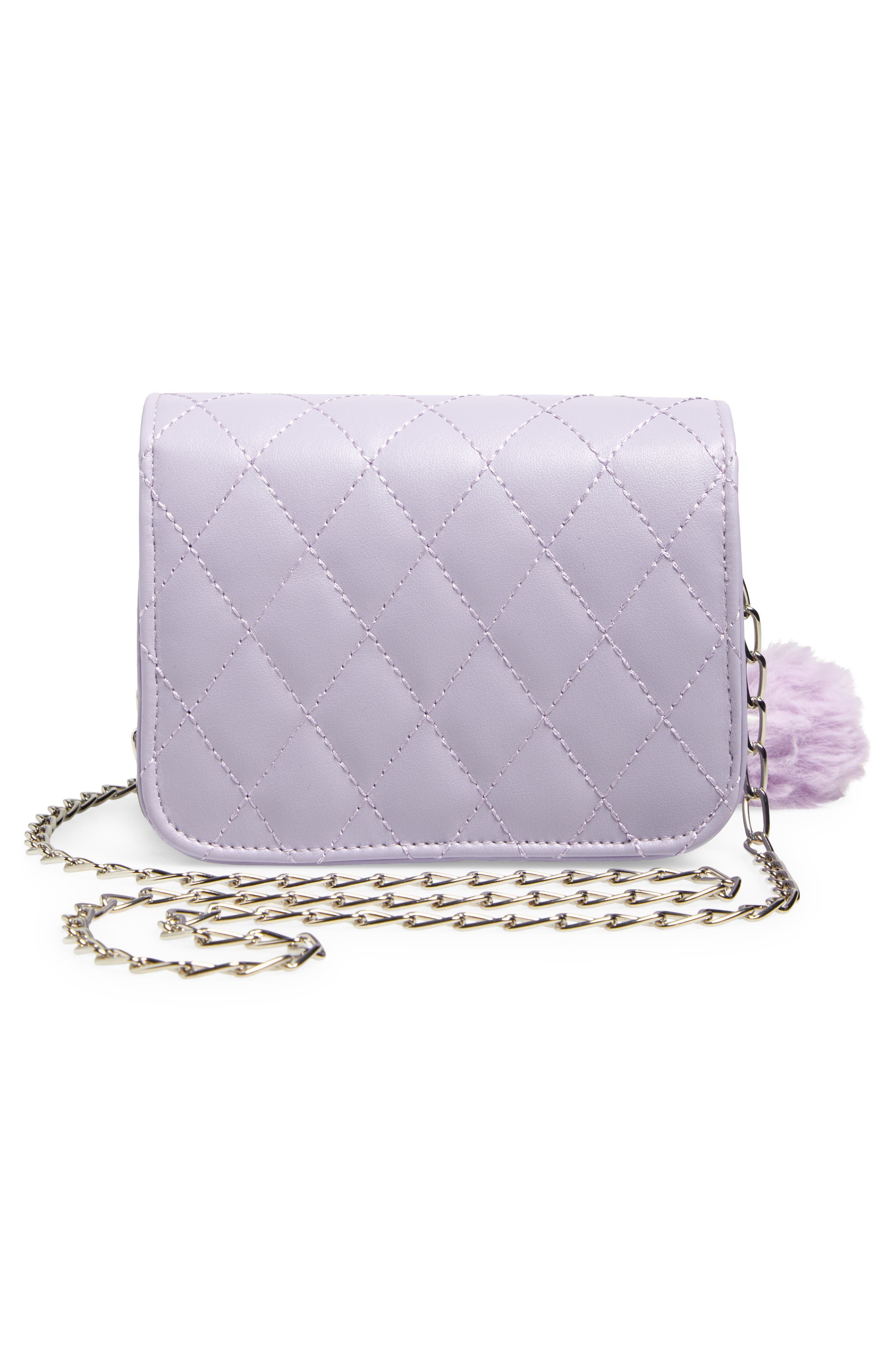 Ruby & Ry Kids' Quilted Faux Leather Crossbody Bag, Alternate, color, Purple