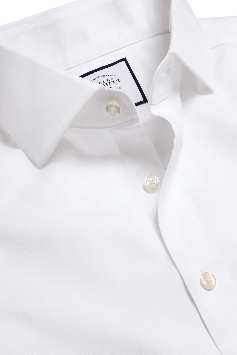 Non-Iron Poplin Cutaway Slim Fit Shirt Single Cuff, Main, color, WHITE
