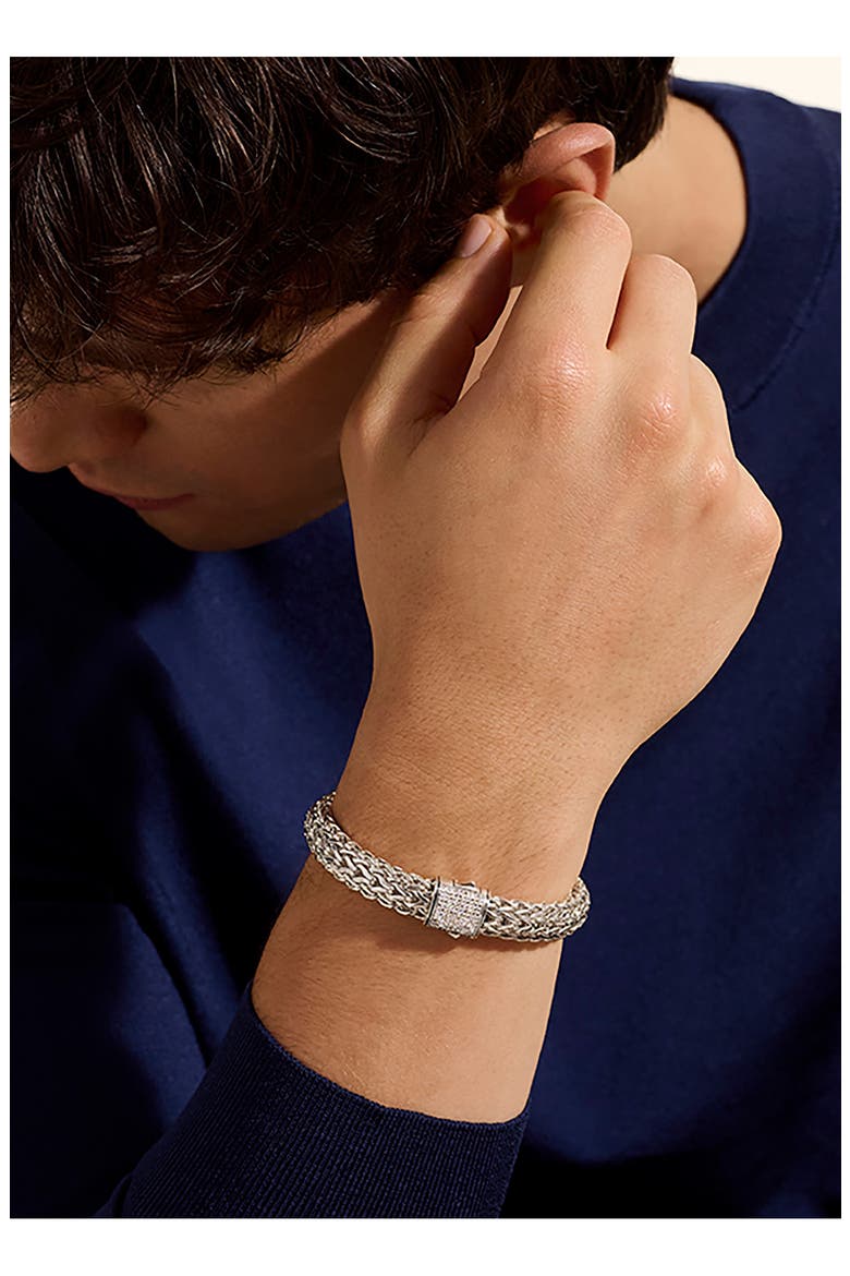 Icon Bracelet, Sterling Silver, Pavé Diamond, Alternate, color, SILVER