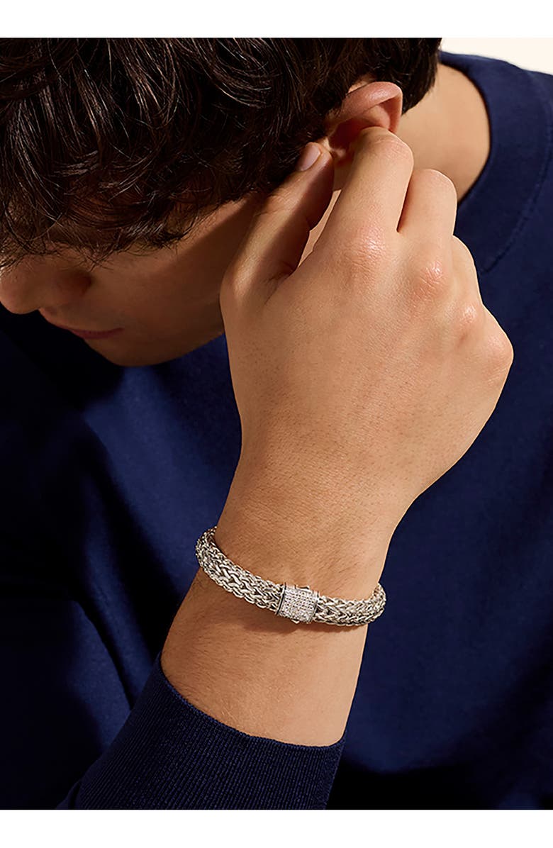 John Hardy Icon Bracelet, Sterling Silver, Pavé Diamond, Alternate, color, Silver