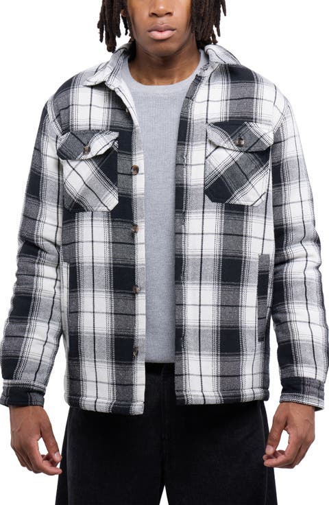 Faux Shearling Lined Flannel Shirt Jacket