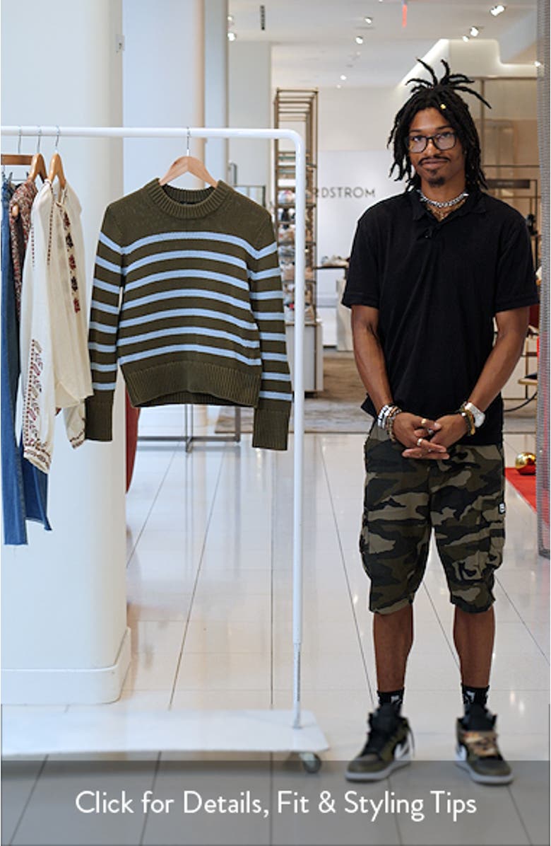 Alise Stripe Cotton Crewneck Sweater, sales video thumbnail