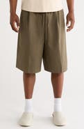Fear of God Essentials Pleat Front Relaxed Fit Drawstring Cotton Twill Shorts