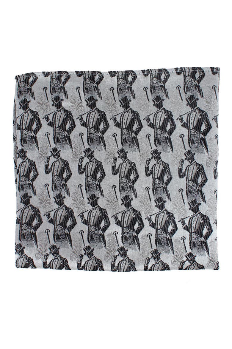 Ambrose Silk Pocket Square, Alternate, color, SILVER