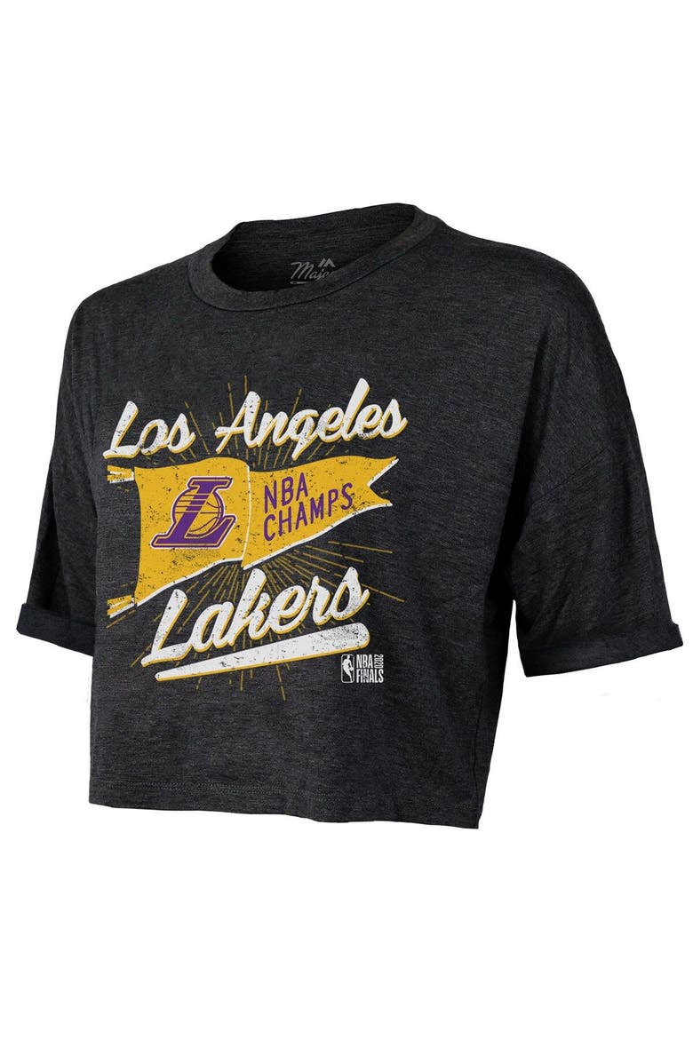 Women's Majestic Threads Black Los Angeles Lakers 2020 NBA Finals Champions Crop Top T-Shirt, Main, color, Black