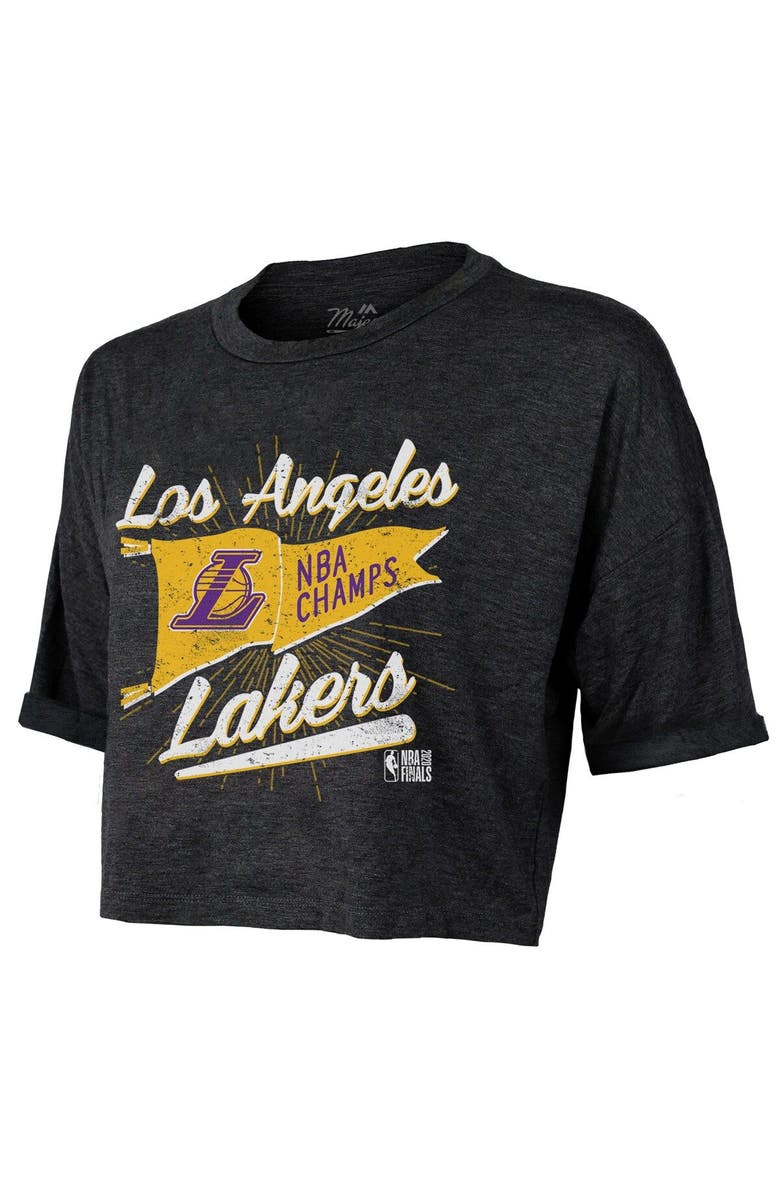 Majestic Threads Women's Majestic Threads Black Los Angeles Lakers 2020 NBA Finals Champions Crop Top T-Shirt, Main, color,