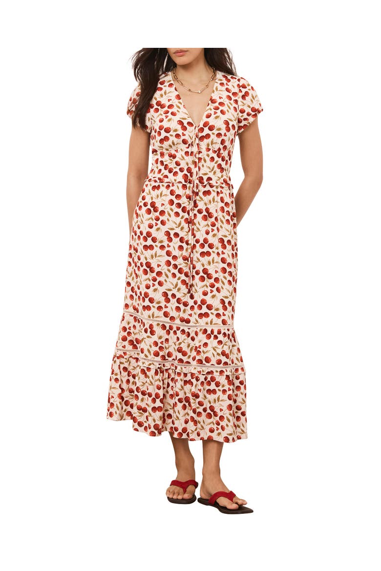 Cherry Print Midi Dress, Main, color, Red