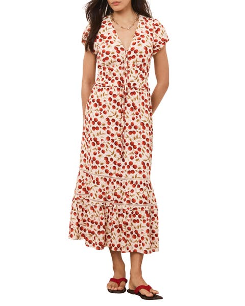 Cherry Print Midi Dress