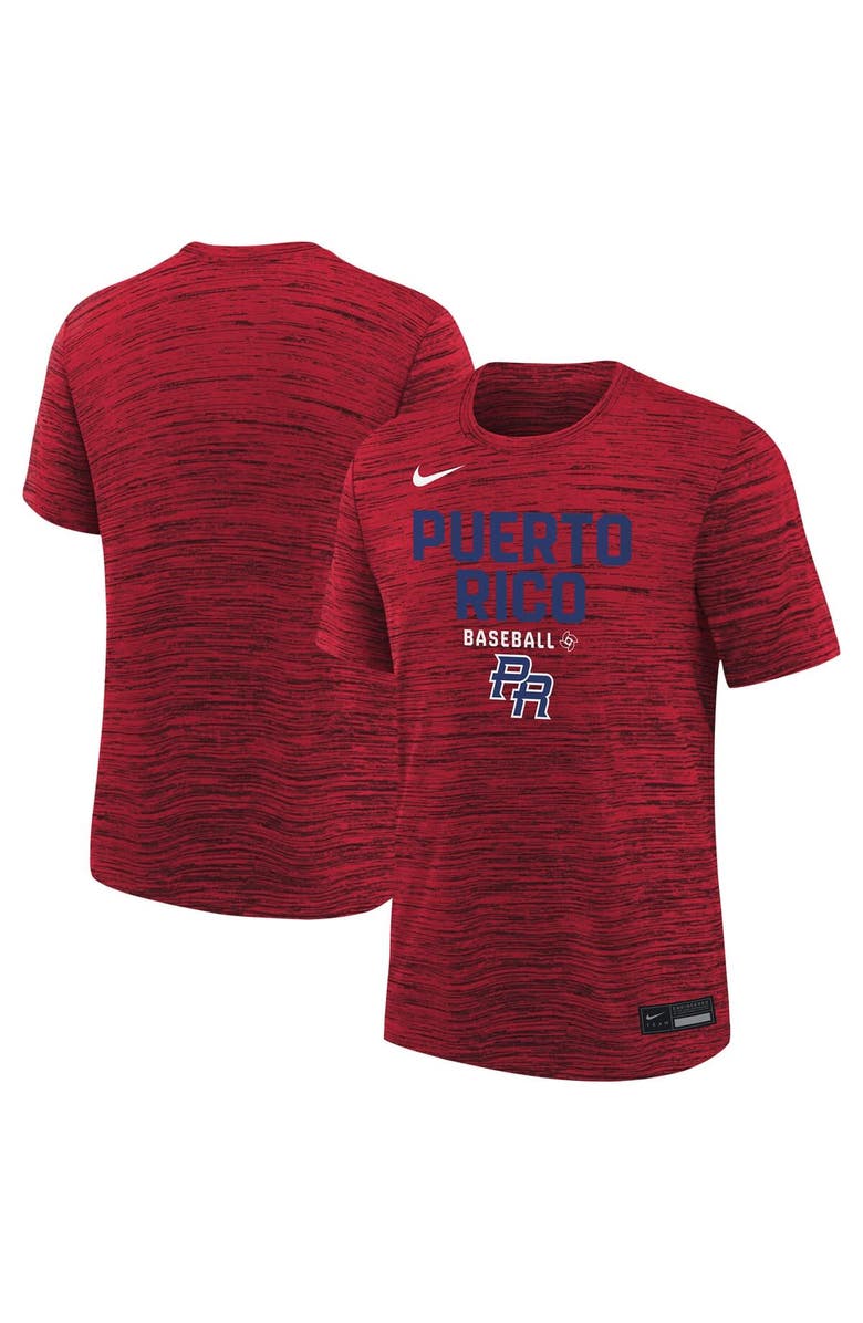 Nike Youth Nike  Red Puerto Rico Baseball 2026 World Baseball Classic Authentic Collection Velocity Dri-FIT T-Shirt, Main, color, Red