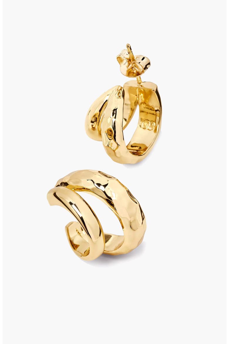 Double Claw Hammered Hoop Earrings in Two Tone, Alternate, color, Two Tone