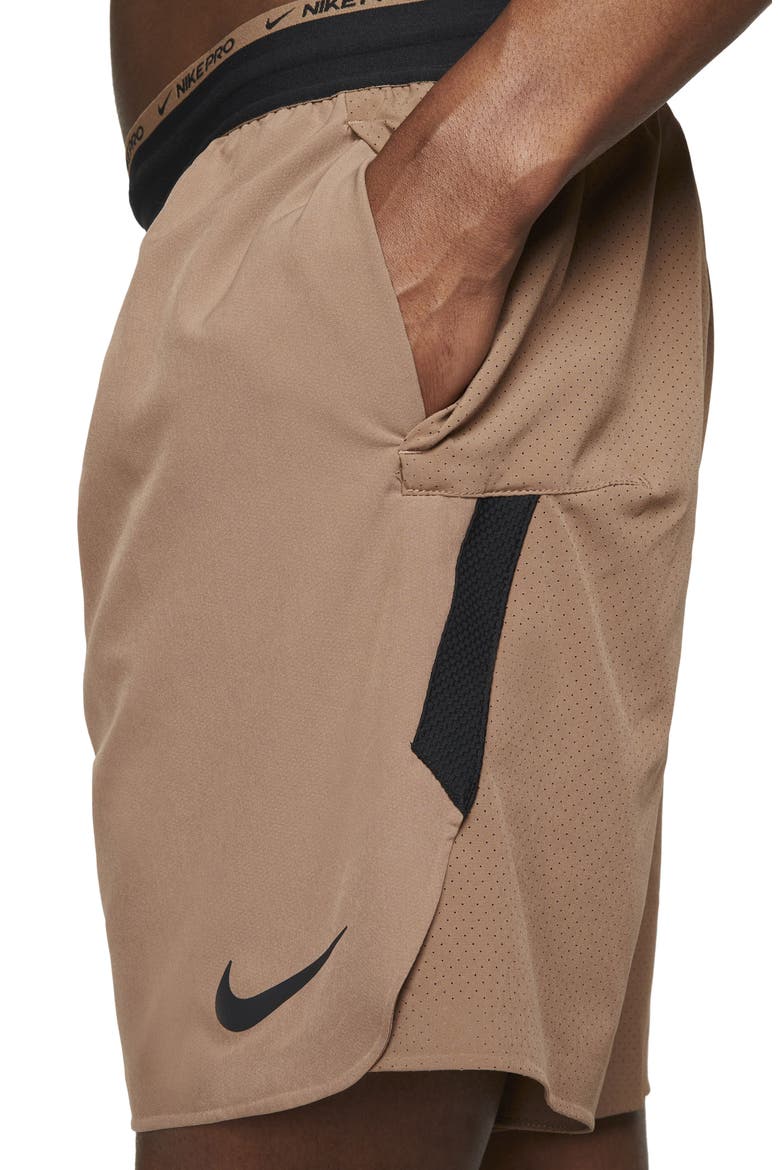 Pro Dri-FIT Flex Rep Athletic Shorts, Alternate, color, ARCHAEO BROWN/ BLACK