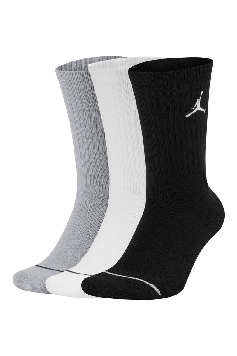 Jordan Everyday Max Assorted 3-Pack Crew Socks, Alternate, color, BLACK/ WHITE/ WOLF GREY
