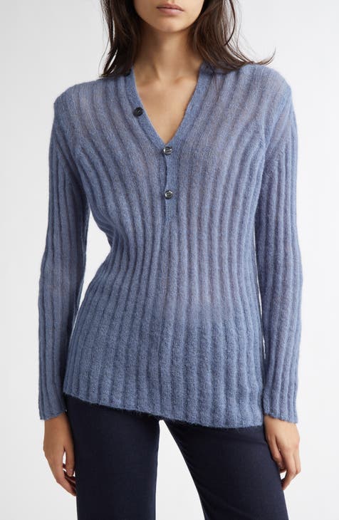 Toccin Mix Rib Knit Cotton on sale & Wool Blend Collared Henley Sweater Size Medium