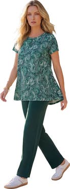 Roaman's Plus Size Ultimate Cotton Crewneck Short Sleeve Swing Tee