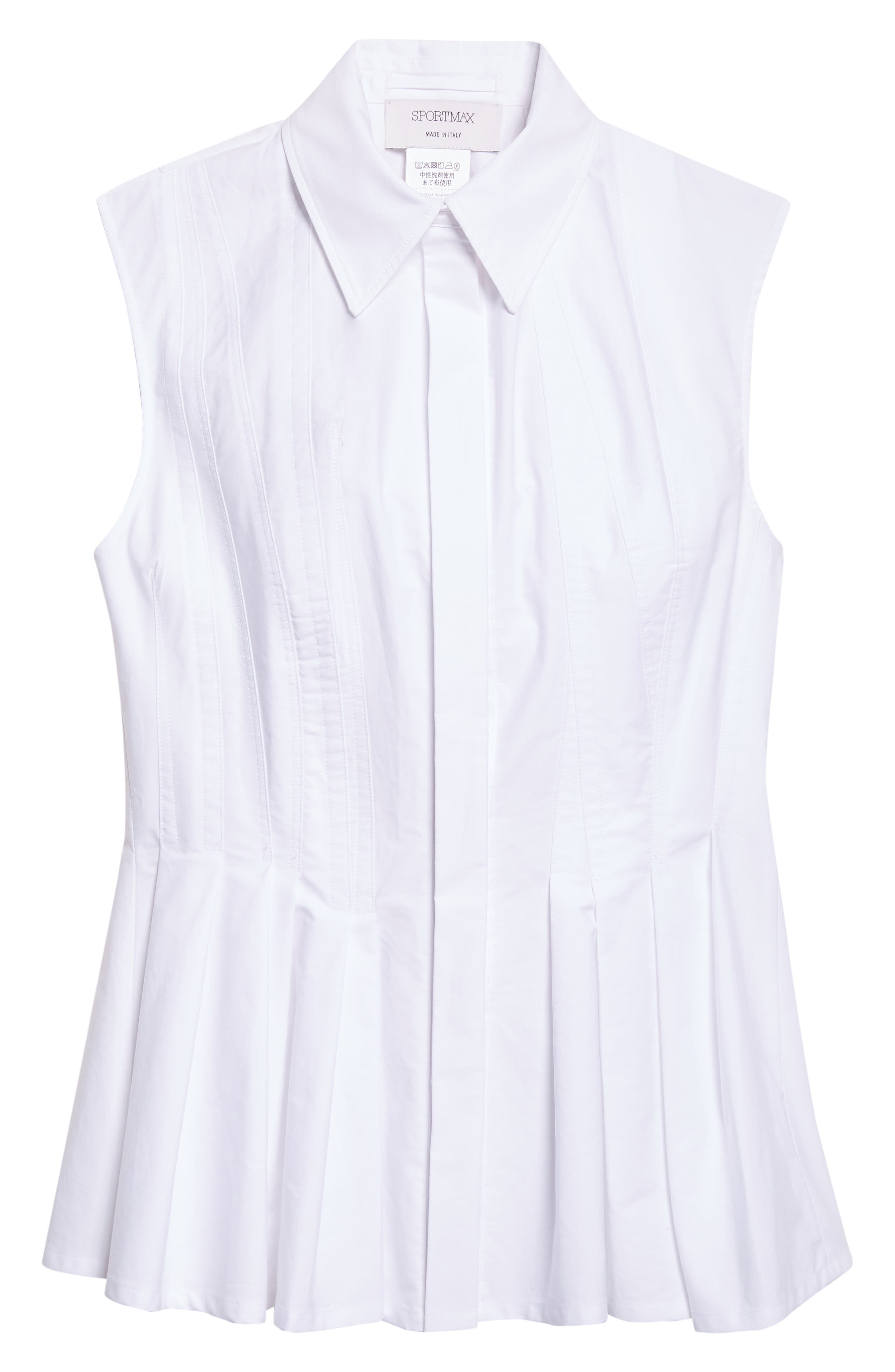 SPORTMAX Certosa Pleated Poplin Peplum Top (Women) | Nordstrom