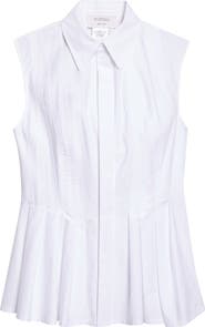 SPORTMAX Certosa Pleated Poplin Peplum Top