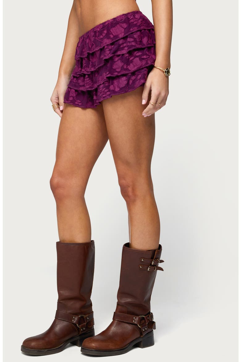 Keyla Tiered Ruffle Micro Skort, Alternate, color, PLUM