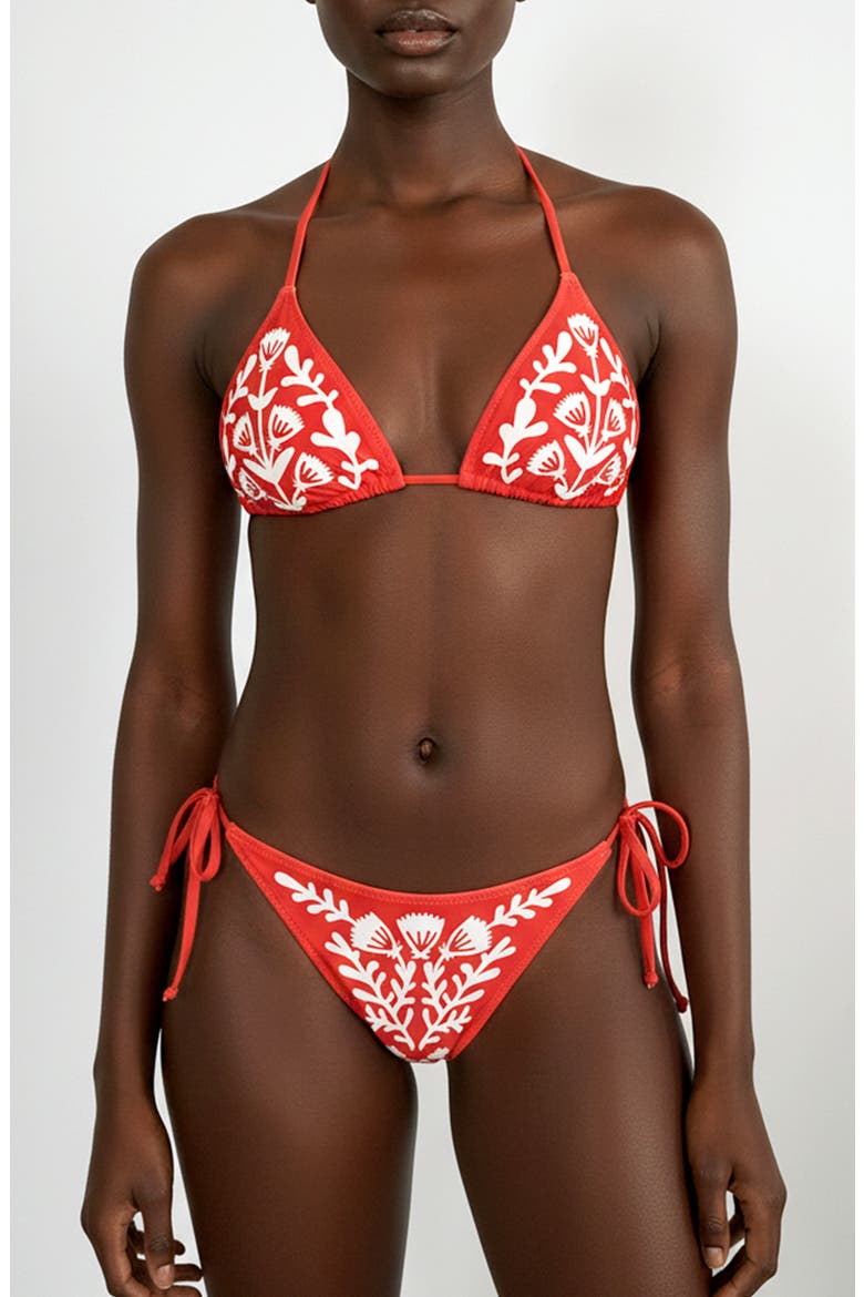 Coral Garden Reversible Tie Side Bottom, Alternate, color, Red