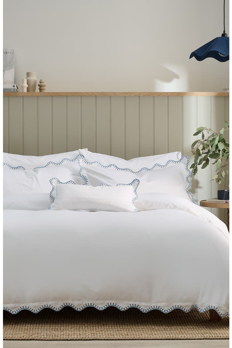 Lucerne Scallop Luxury Cotton Sateen Embroidered Duvet Cover Sets, Alternate, color, Indigo