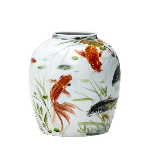 Winward Home Handpainted Fish Pot In Multi
