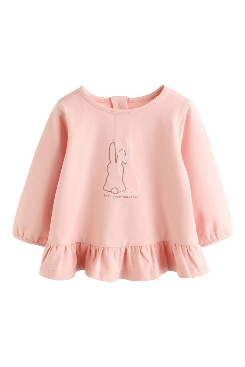 Bunny Graphic Top & Gingham Pants Set, Alternate, color, PINK