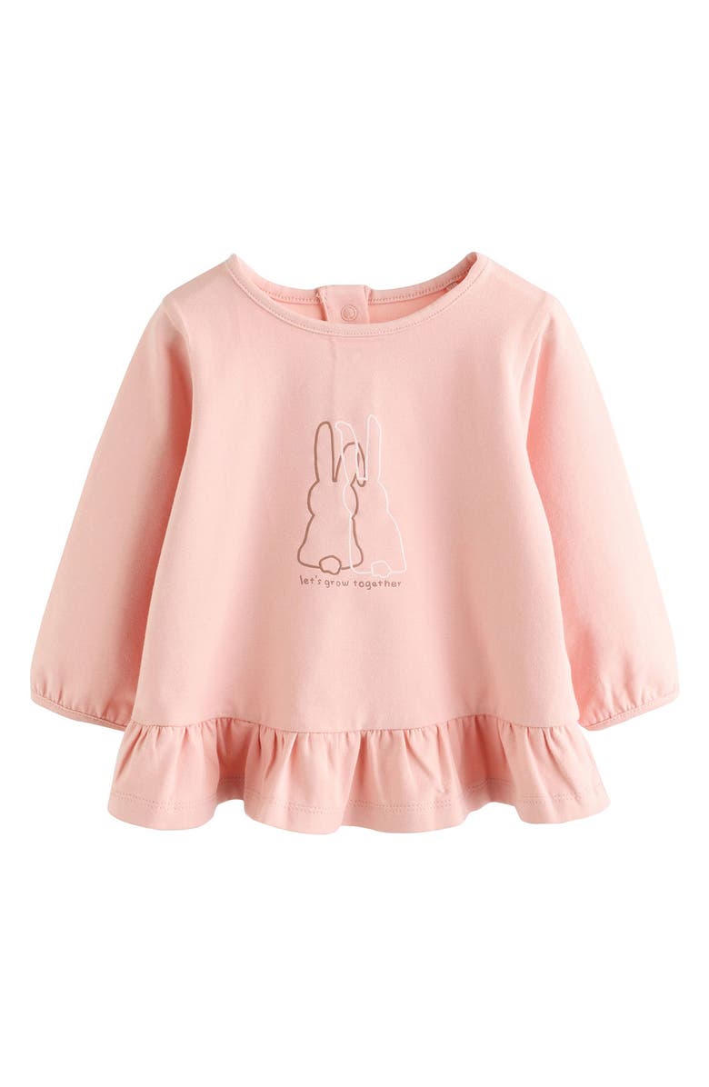 NEXT Bunny Graphic Top & Gingham Pants Set, Alternate, color, Pink