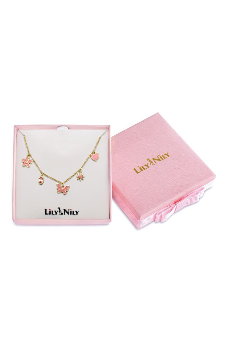 Kids' Enamel & Cubic Zirconia Charm Necklace, Alternate, color, PINK