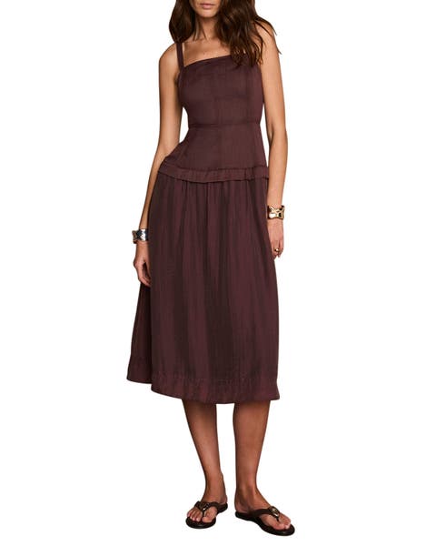 Ramie Drop Waist Midi Dress