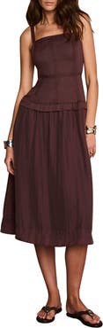 MINT VELVET Ramie Drop Waist Midi Dress