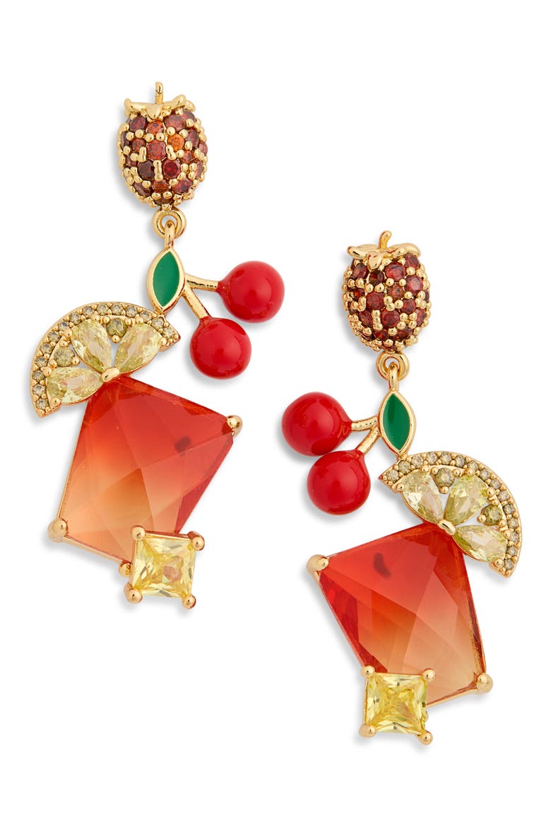 Anya Cubic Zirconia Fruit Juice Drop Earrings, Main, color, ORANGE