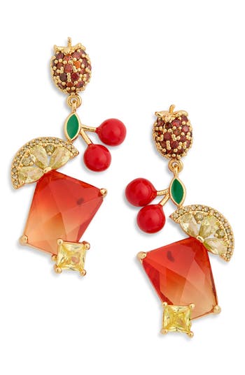 Eye Candy Los Angeles Anya Cubic Zirconia Fruit Juice Drop Earrings In Orange