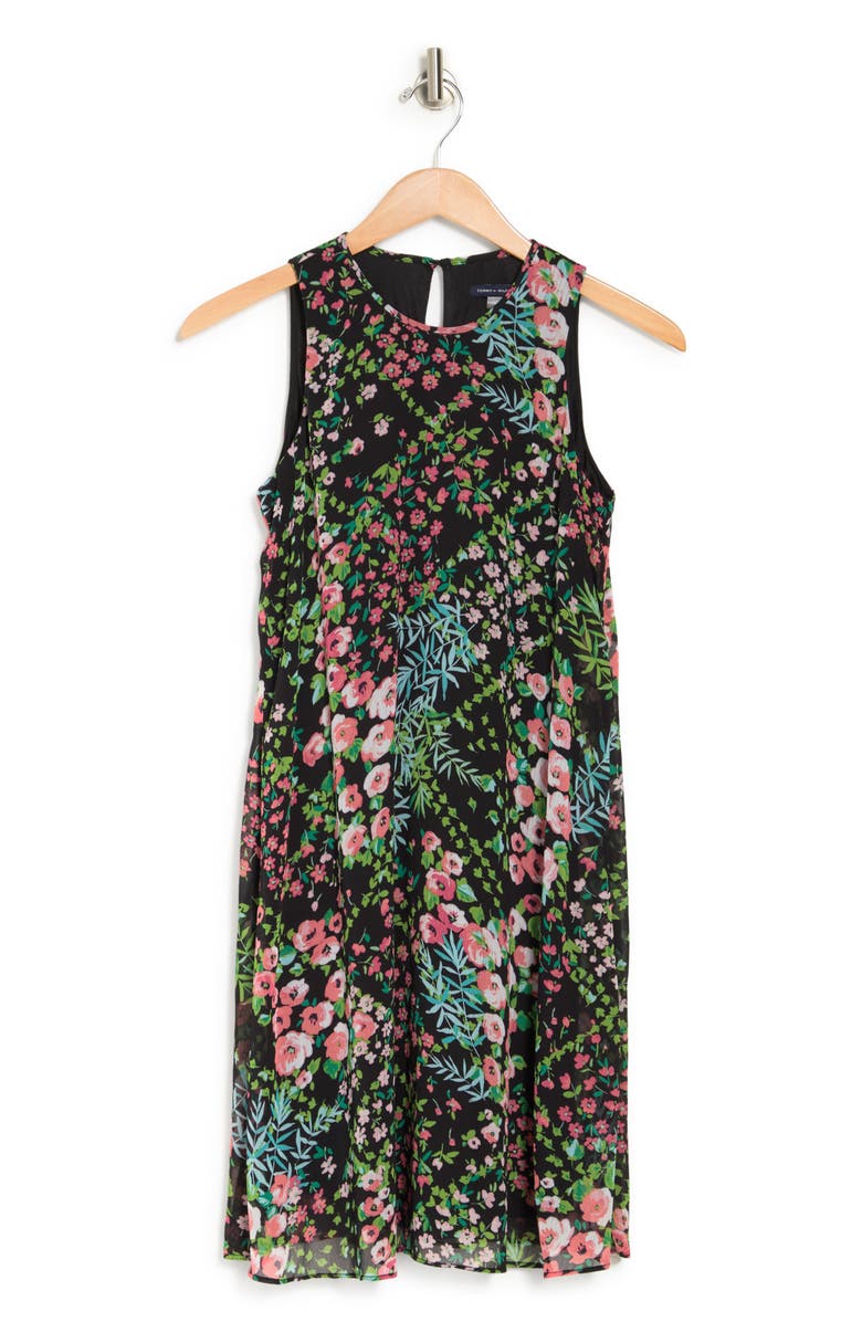 Tommy Hilfiger French Trellis Chiffon Trapeze Dress, Alternate, color, 