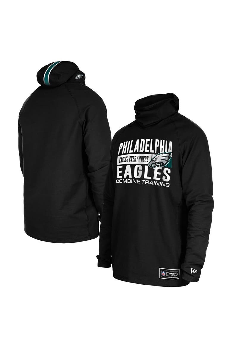 Men's New Era Black Philadelphia Eagles Functional Fandom Balaclava Helmet Stripe Tri-Blend Hoodie, Main, color, Black
