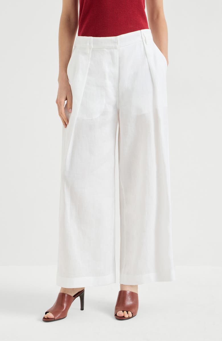 Brunello Cucinelli Pleated A-Line trousers, Alternate, color, White