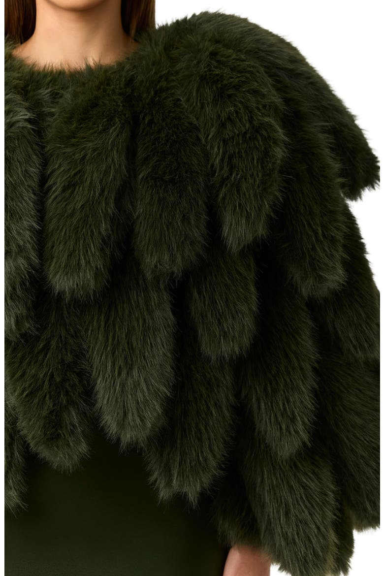 Foxtail Faux Fur Cropped Jacket, Alternate, color, NOIR GREEN