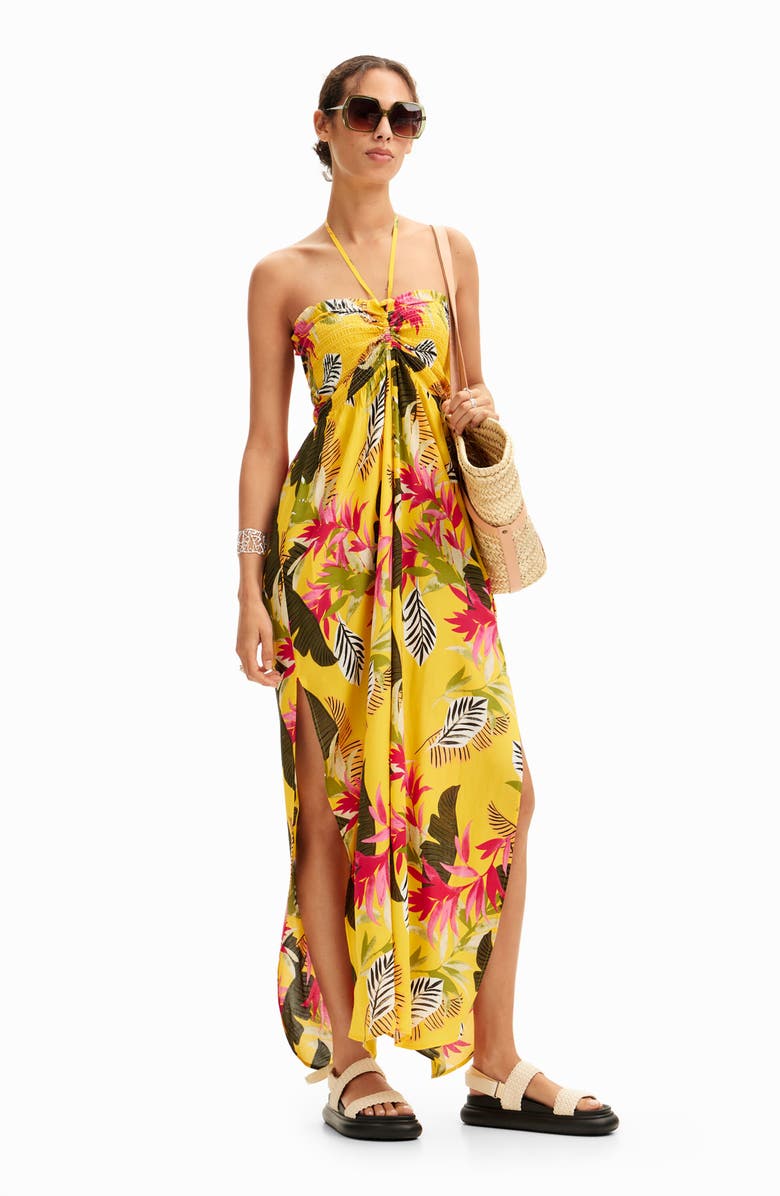 Desigual Tropical Halter Neck Jumpsuit, Alternate, color, 