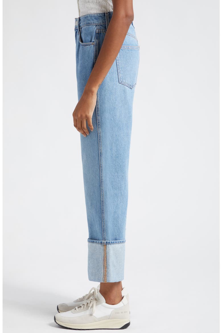 Dylan Cuffed High Waist Relaxed Straight Leg Jeans, Alternate, color, SILVER BLUE