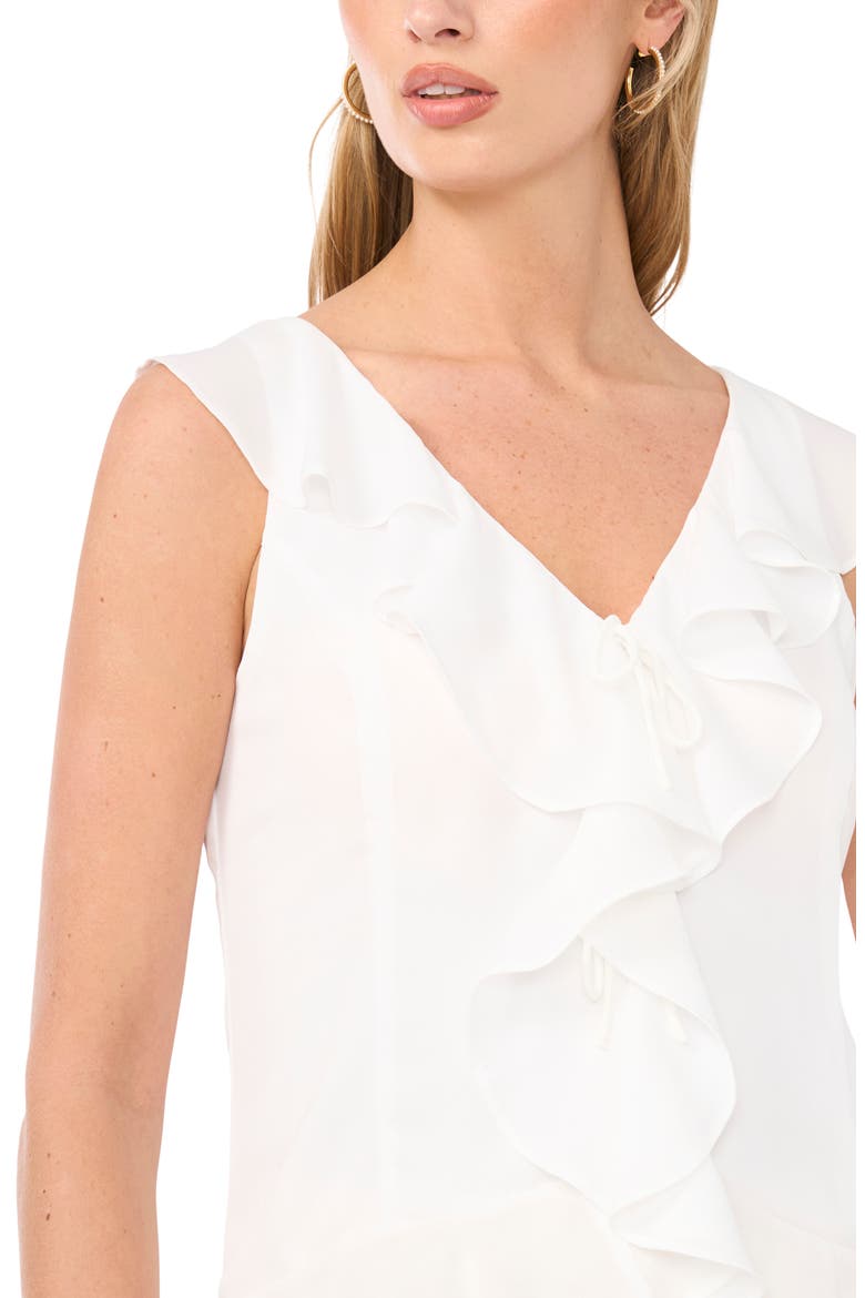 V-Neck Ruffle Front Top, Alternate, color, ULTRA WHITE