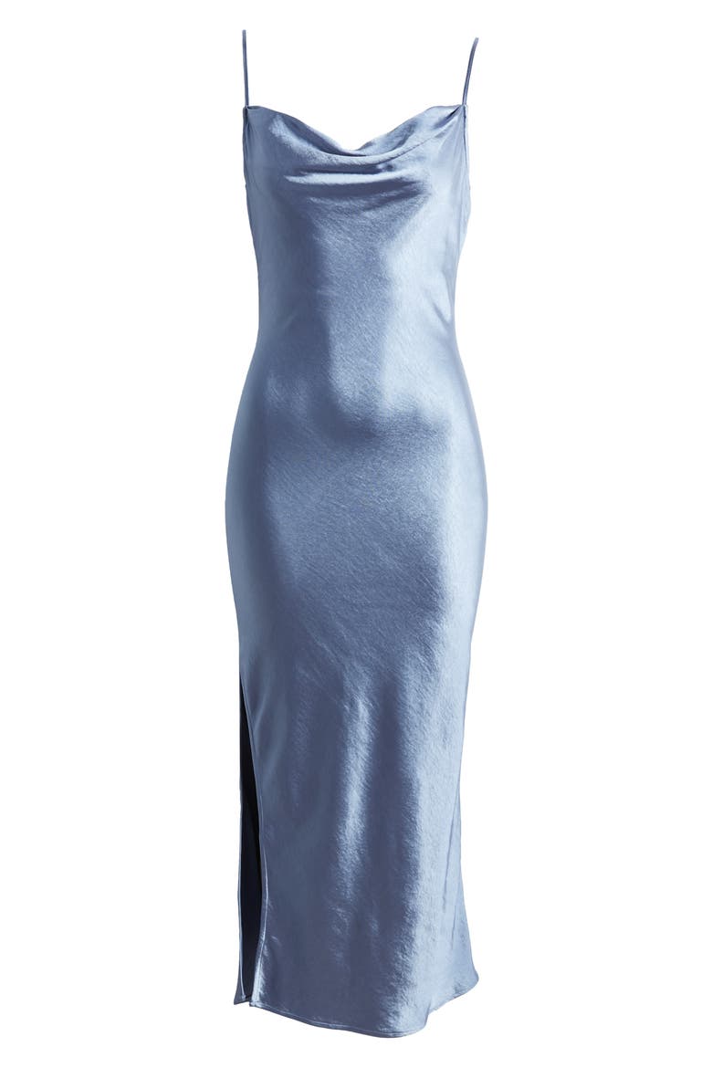 Cowl Neck Satin Slipdress, Alternate, color, BLUE INFINITY