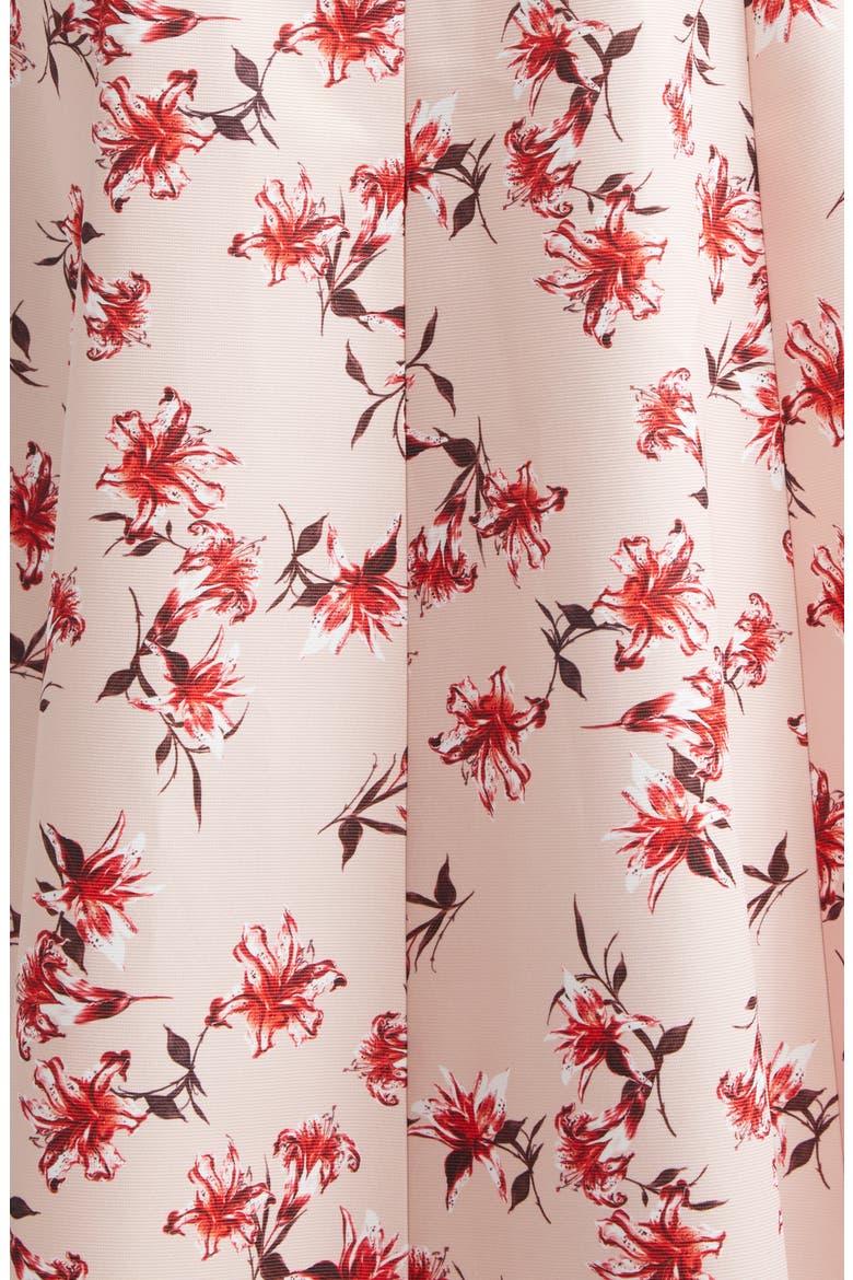 Mara Floral Sleeveless A-Line Faille Midi Dress, Alternate, color, SUMMER LILLIES RED ON PINK