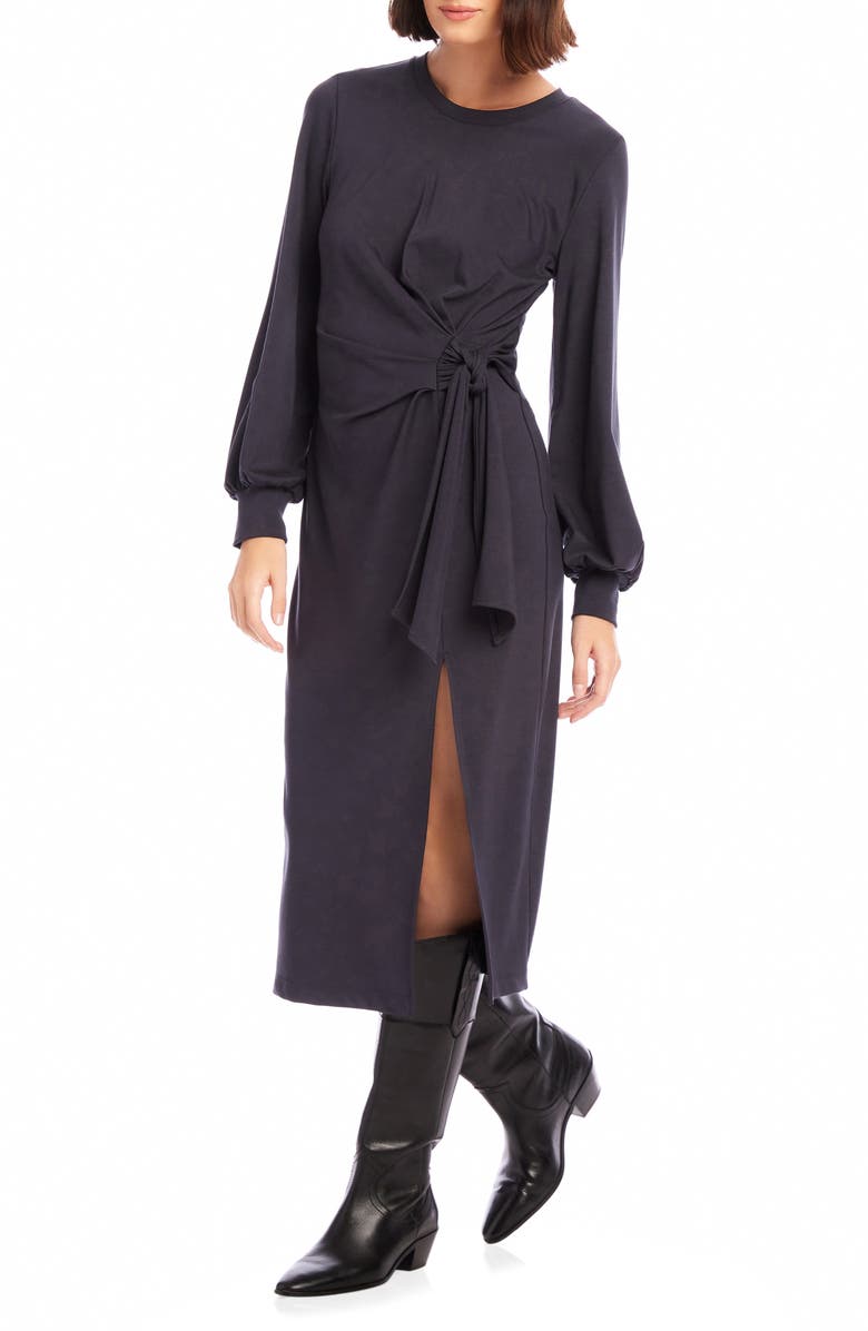 FIFTEEN TWENTY Addie Side Knot Long Sleeve Midi Dress, Alternate, color, 