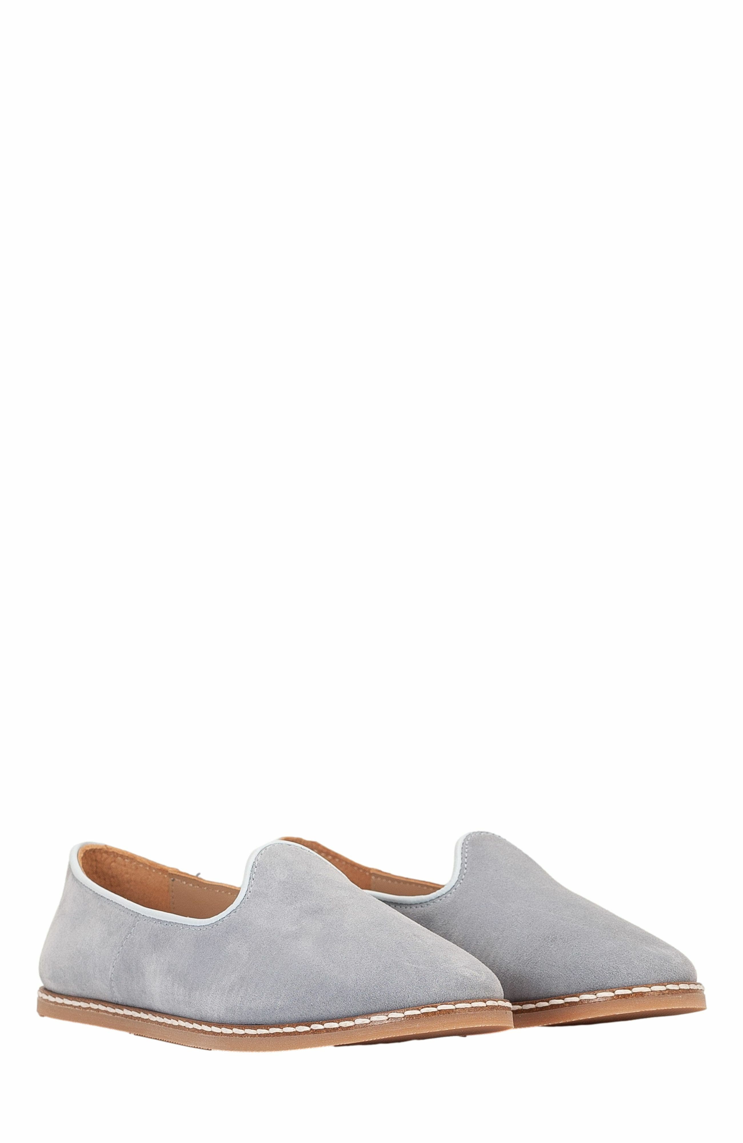 Istanbul Suede Leather Slip On Flats, Alternate, color, Dusty Blue Suede Leather