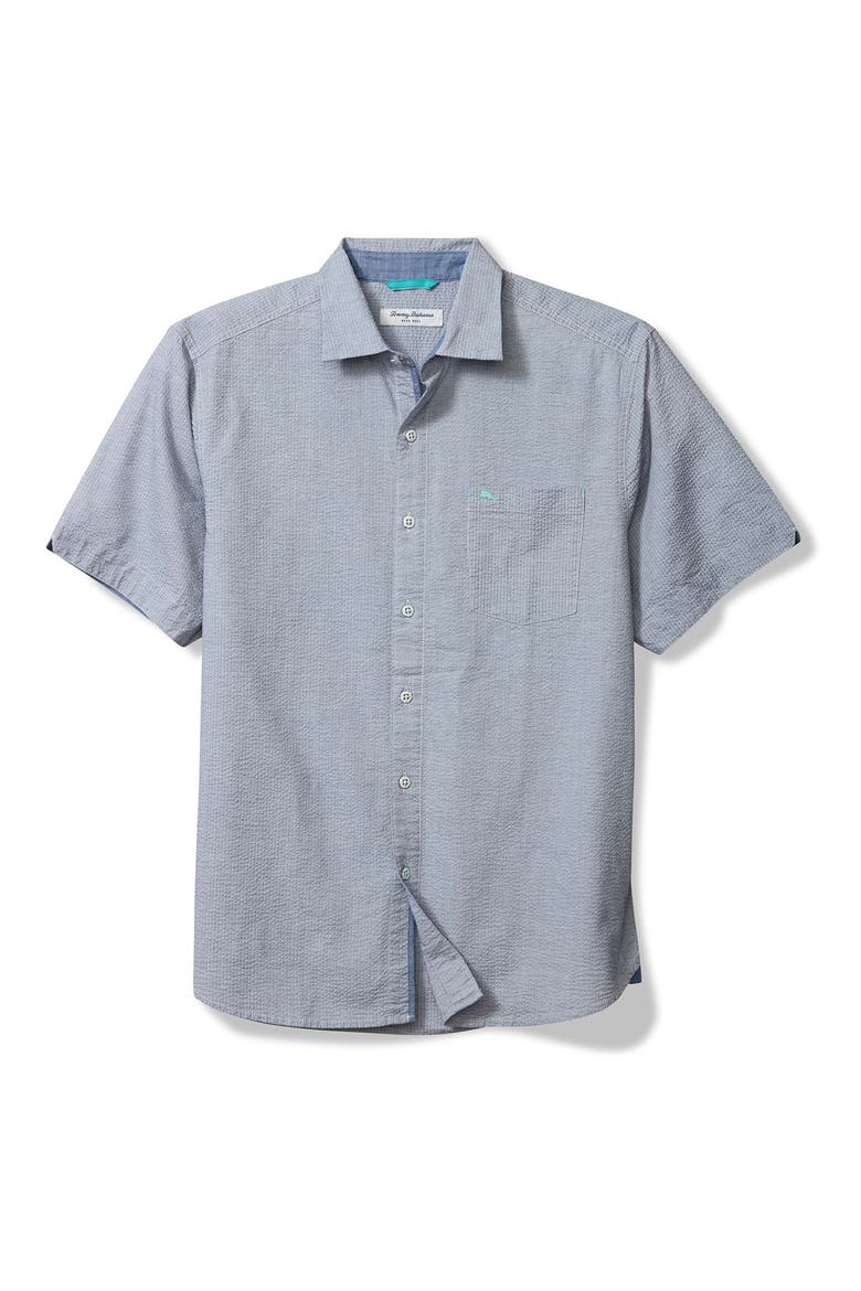 Nova Wave Short Sleeve Seersucker Button-Up Shirt, Main, color, CHAMBRAY BLUE
