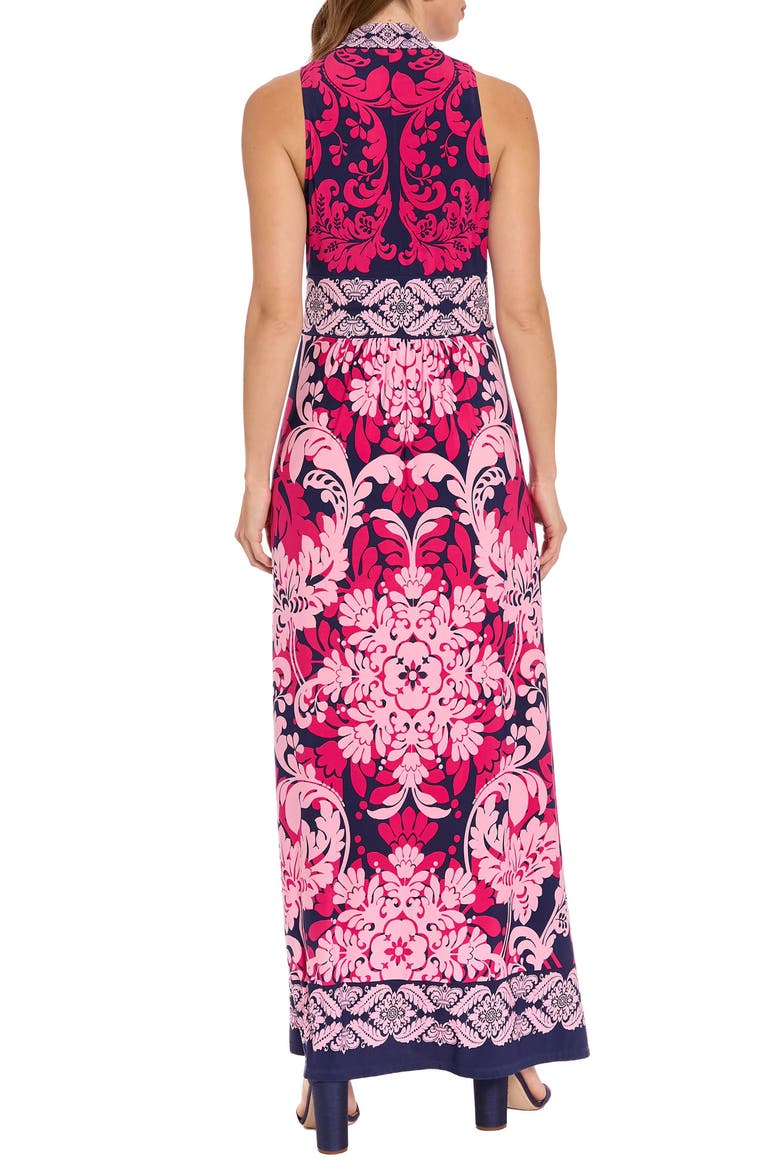 Sleeveless Print Maxi Dress, Alternate, color, NAVY/ RASPBERRY