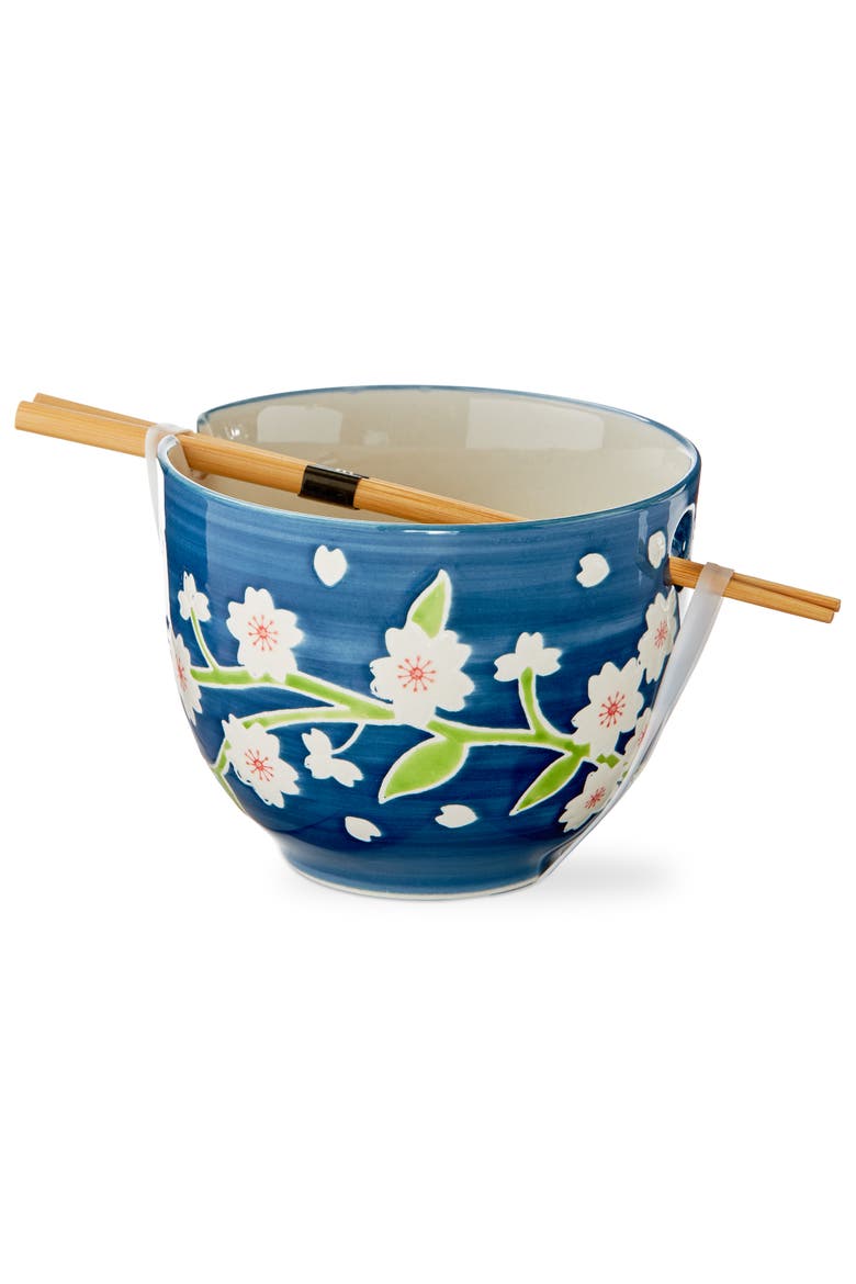 Sakura Stoneware Noodle Bowls with Chopsticks Multi 16 oz, Main, color, Multicolored
