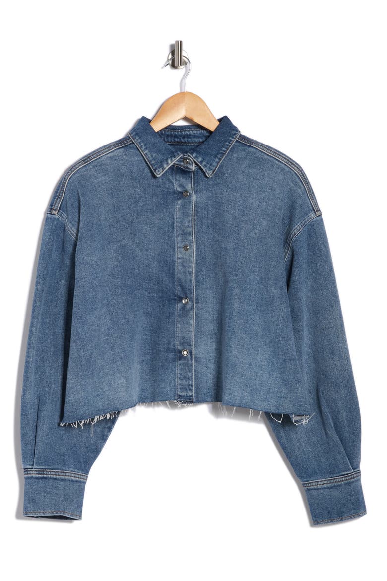 Cropped Denim Shirt, Alternate, color, LORTON
